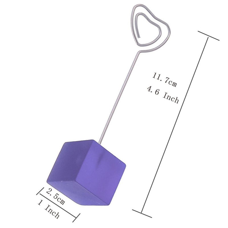 Xiaoyztan Purple Resin Cube Base Heart Shape Card Stand Holder Memo Clip Stand Holder Pack of 5 - Image 1